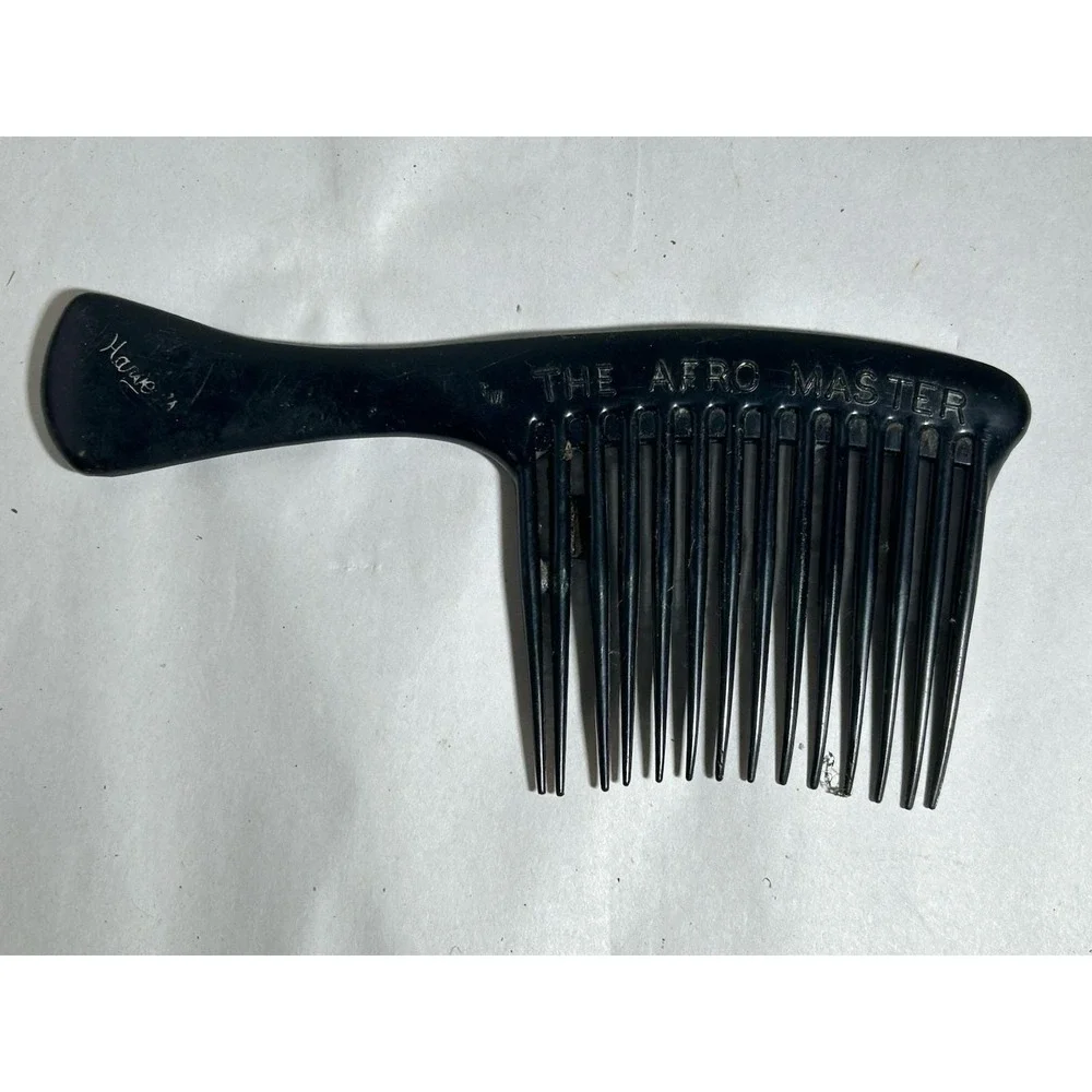 Vintage 1970s The Afro Master Black Comb Barber Pick Hair Cool Collectibe